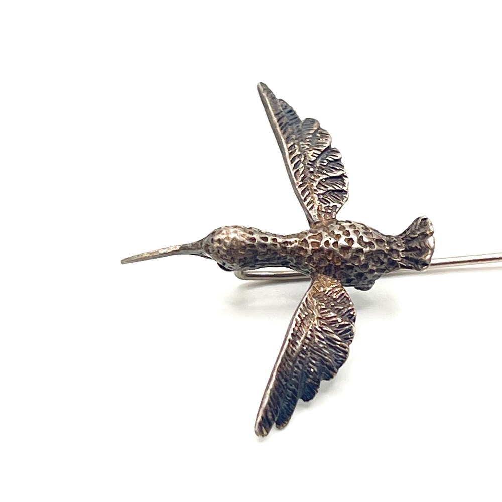 Vintage Silver Tone Hummingbird Bird Animal Hat Stick Pin